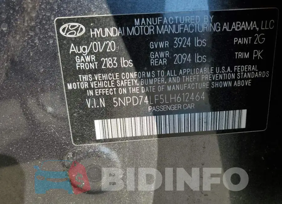 5NPD74LF5LH612464 Photo# 13