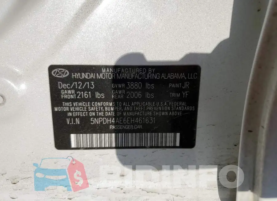 5NPDH4AE6EH461631 Photo# 12