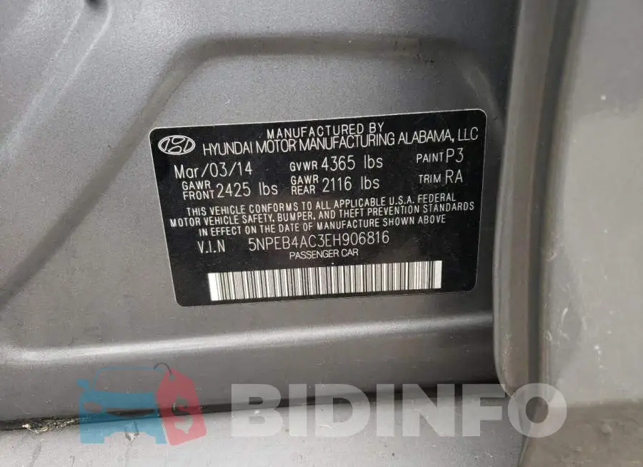 5NPEB4AC3EH906816 Photo# 12