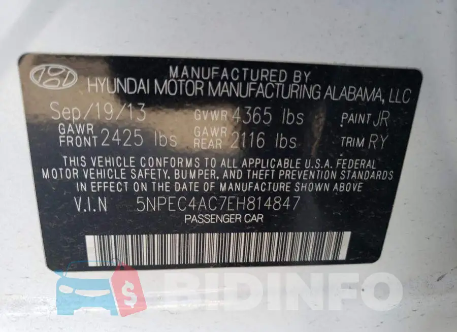 5NPEC4AC7EH814847 Photo# 12