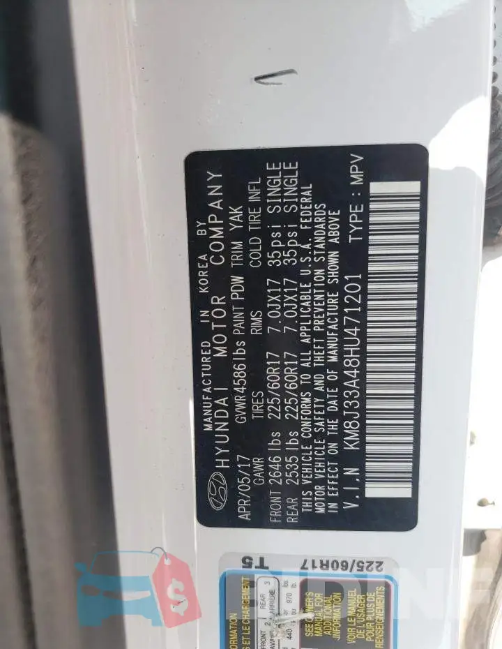 KM8J33A48HU471201 Photo# 12