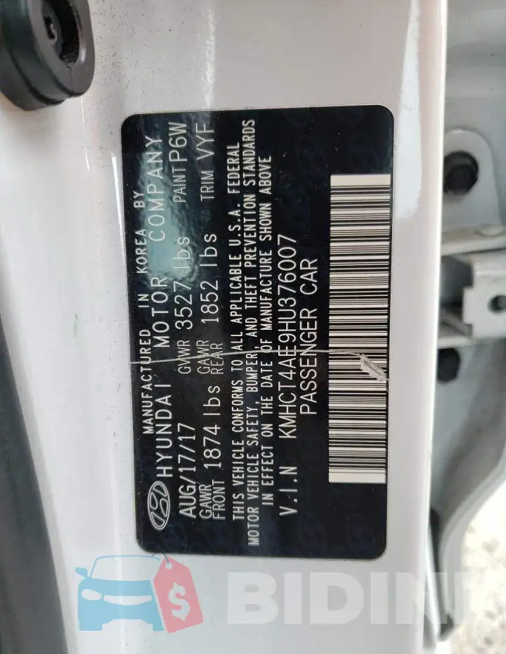KMHCT4AE9HU376007 Photo# 12