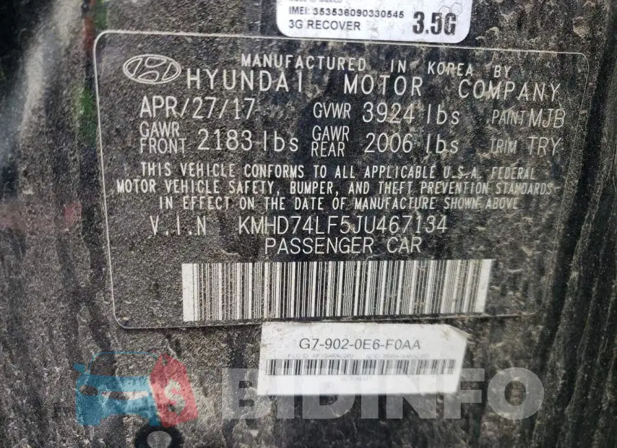 KMHD74LF5JU467134 Photo# 12