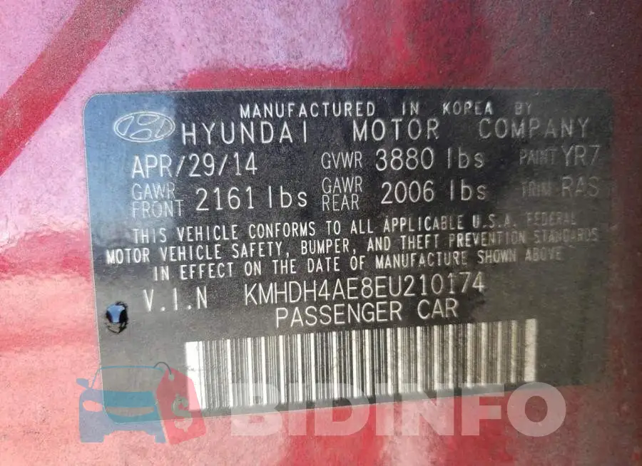 KMHDH4AE8EU210174 Photo# 12