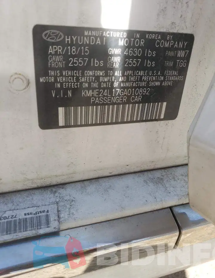 KMHE24L17GA010892 Photo# 12