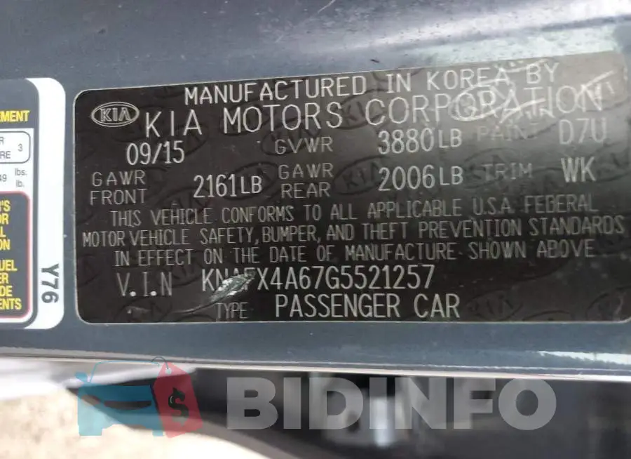 KNAFX4A67G5521257 Photo# 12
