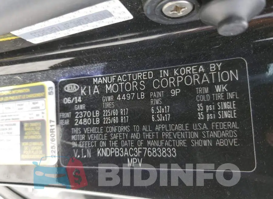 KNDPB3AC3F7683833 Photo# 13