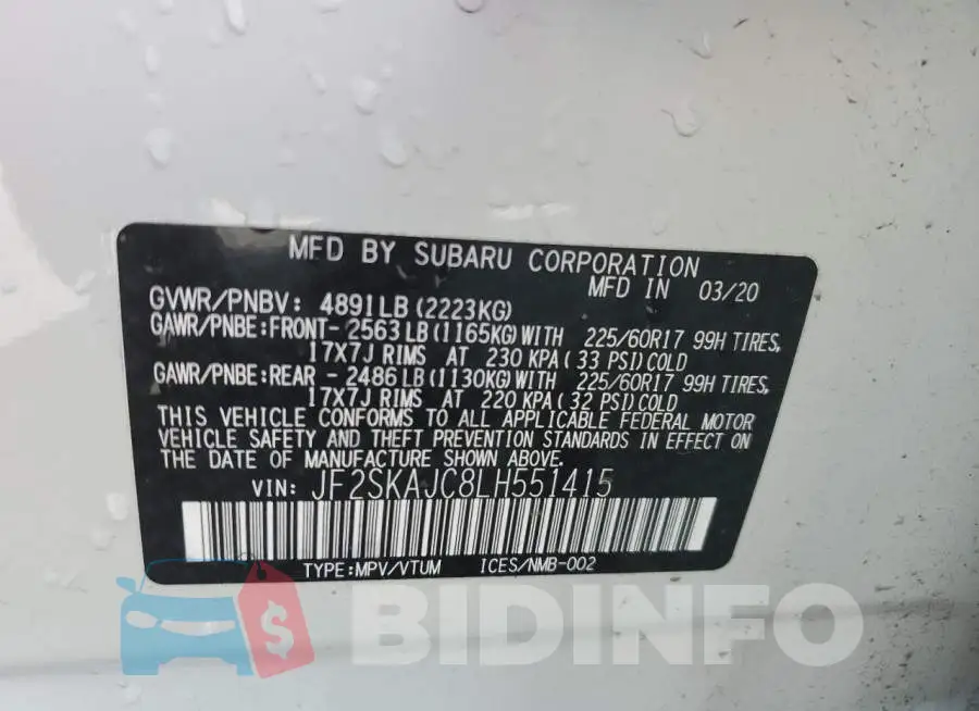 JF2SKAJC8LH551415 Photo# 13