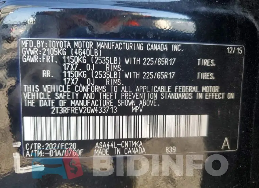 2T3RFREV2GW433713 Photo# 13