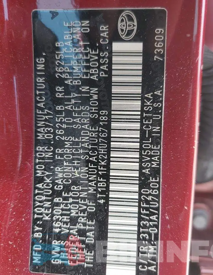 4T1BF1FK2HU767189 Photo# 12