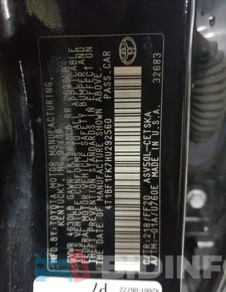 4T1BF1FK7HU292560 Photo# 13