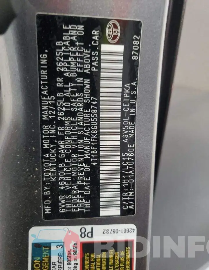 4T1BF1FK8GU558747 Photo# 12