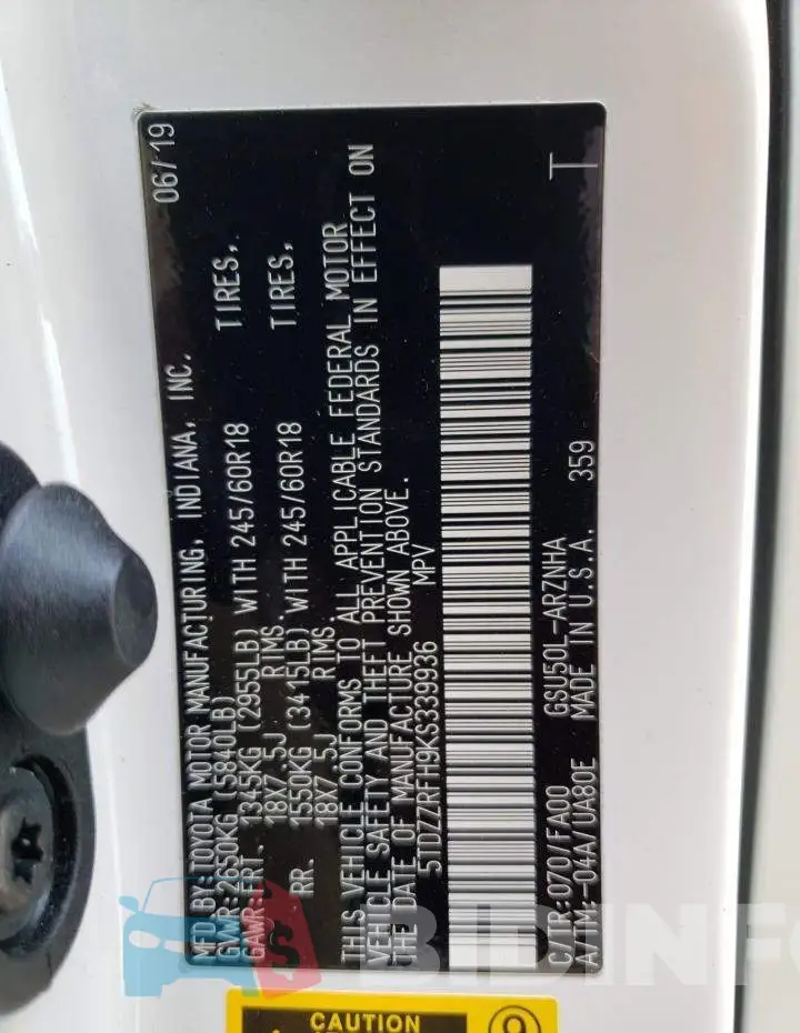 5TDZZRFH9KS339936 Photo# 12