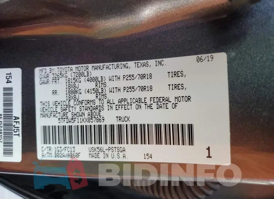 5TFDW5F11KX857869 Photo# 12