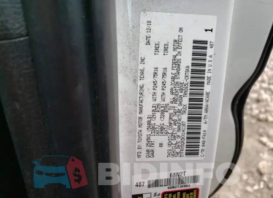 5TFRX5GN3KX141107 Photo# 12
