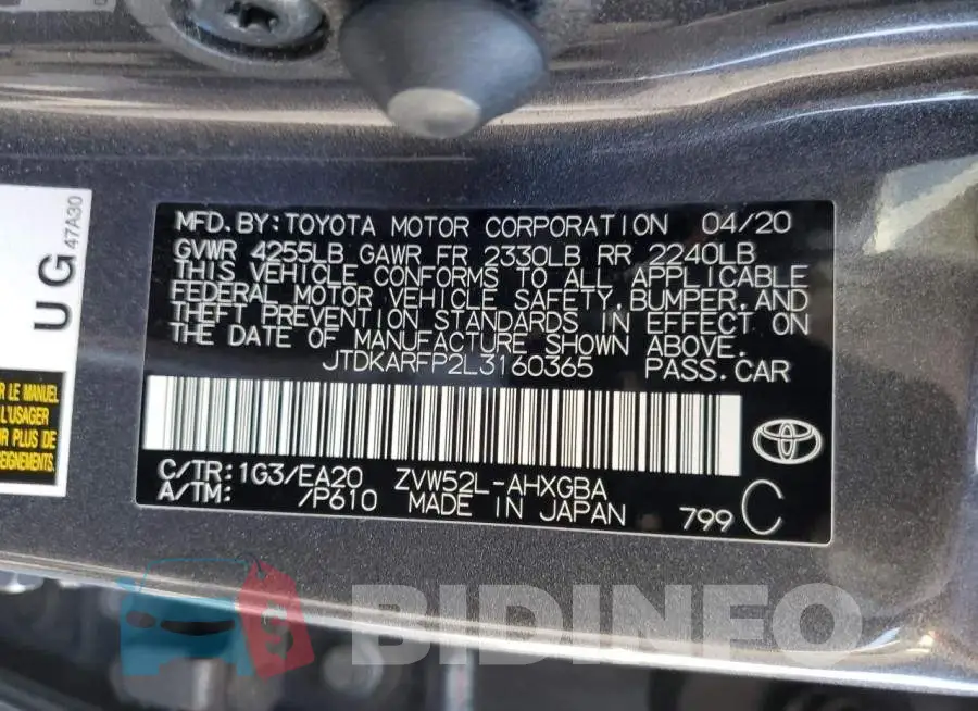 JTDKARFP2L3160365 Photo# 12