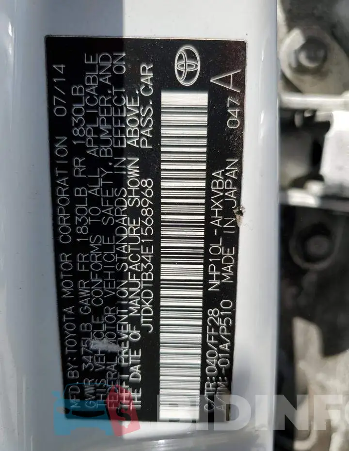 JTDKDTB34E1568968 Photo# 12