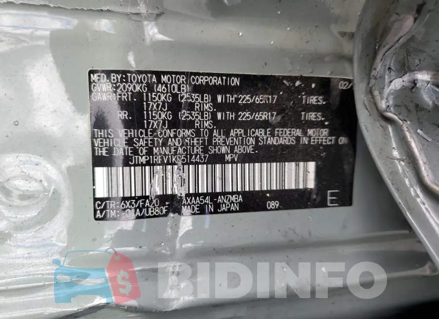 JTMP1RFV1KD514437 Photo# 13