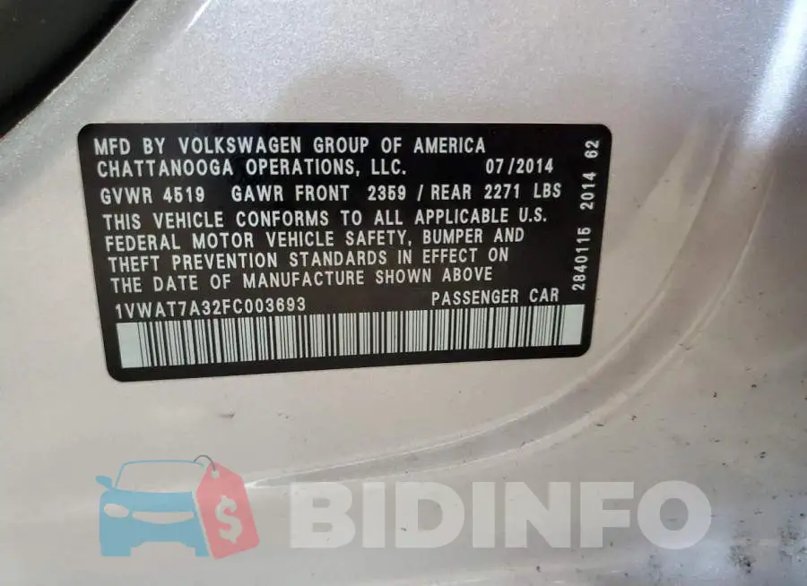 1VWAT7A32FC003693 Photo# 12
