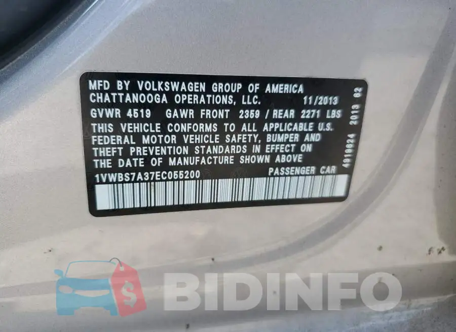 1VWBS7A37EC055200 Photo# 12