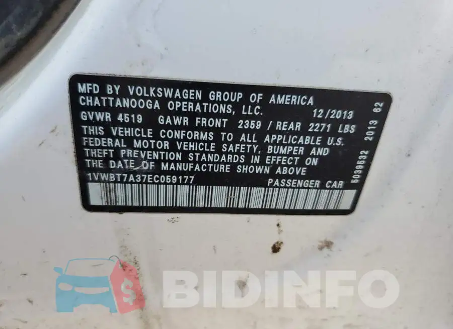 1VWBT7A37EC059177 Photo# 12
