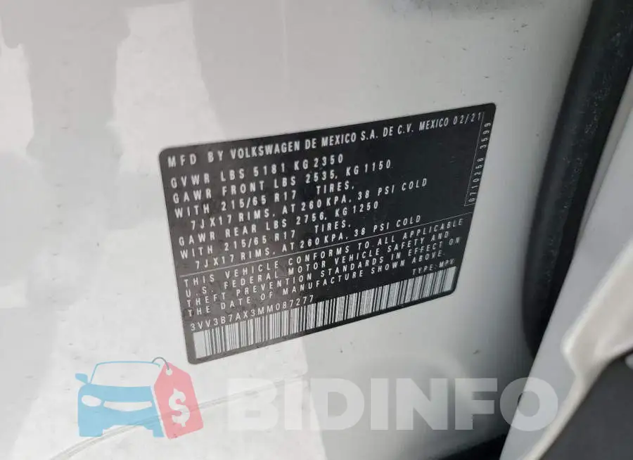 3VV3B7AX3MM087277 Photo# 13