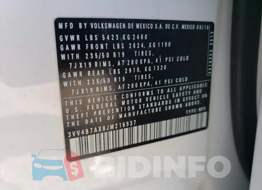 3VV4B7AX8JM216937 Photo# 13