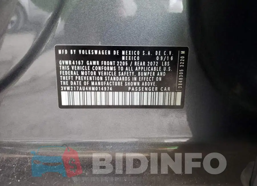 3VW217AU4HM014974 Photo# 12