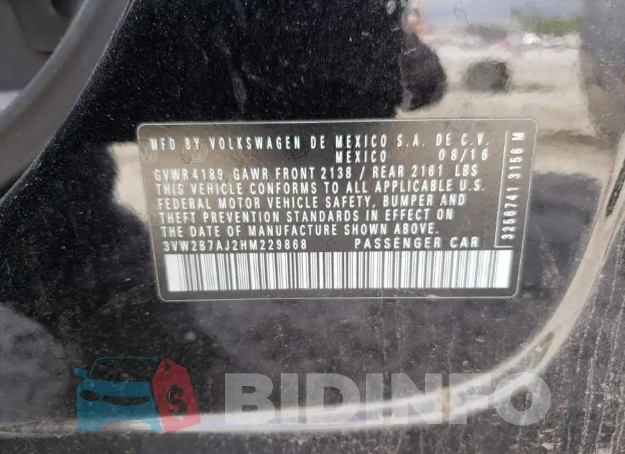 3VW2B7AJ2HM229868 Photo# 12