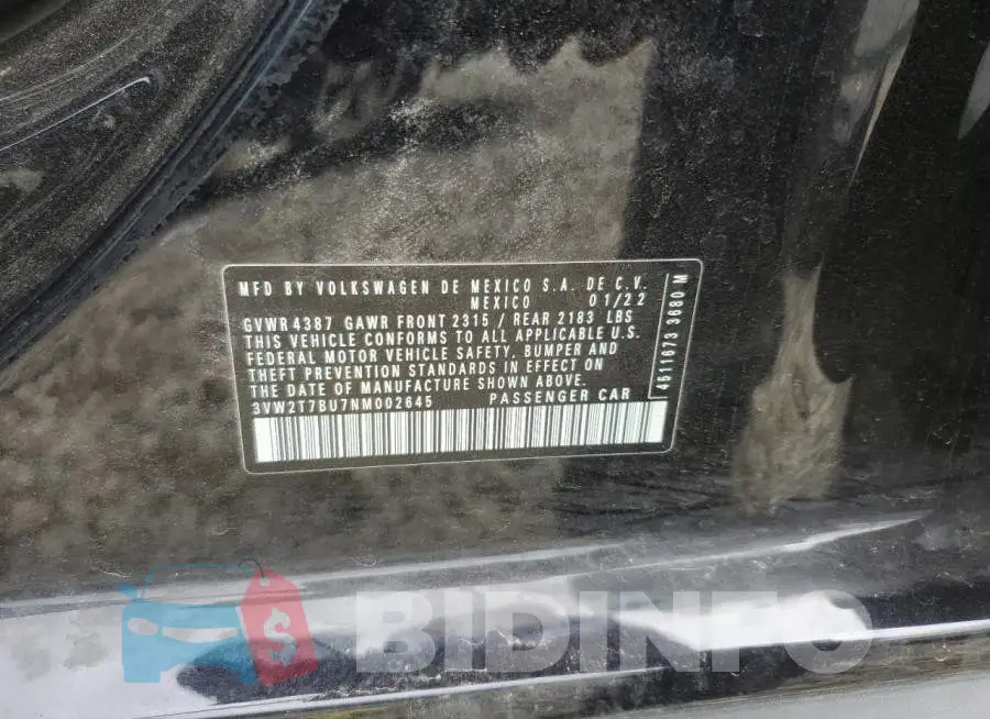 3VW2T7BU7NM002645 Photo# 13