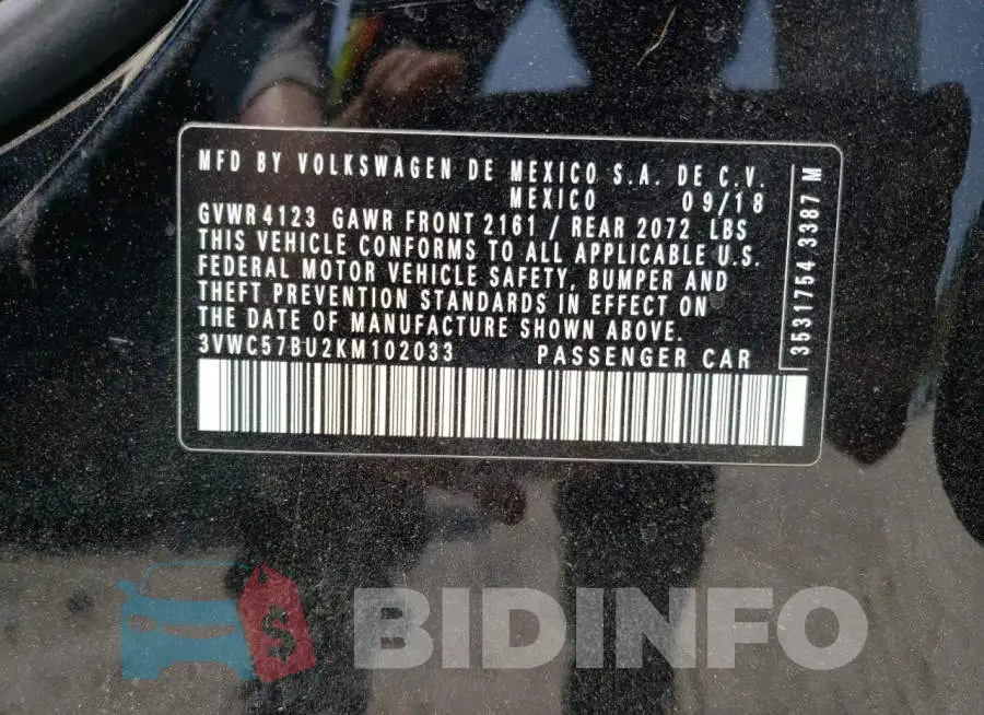 3VWC57BU2KM102033 Photo# 12