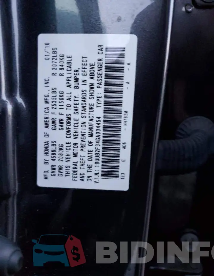 19UUB2F34GA004454 Photo# 12