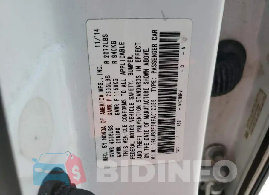 19UUB2F58FA012055 Photo# 12