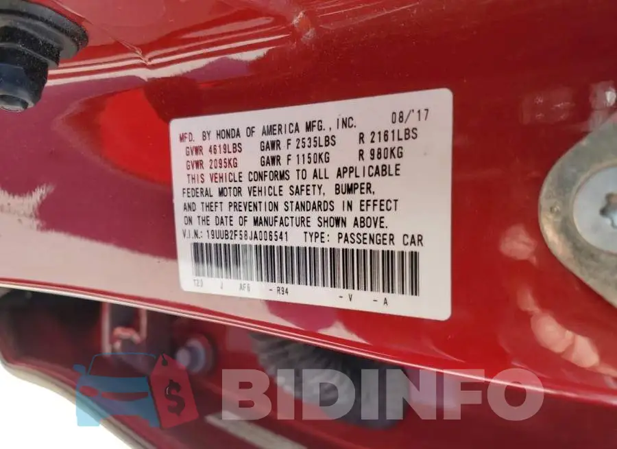19UUB2F58JA006541 Photo# 12