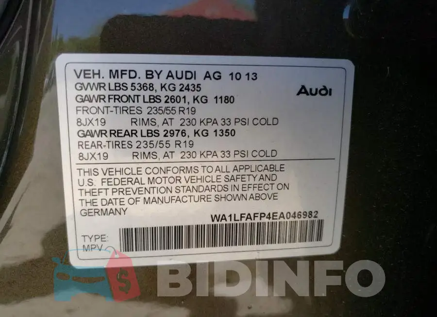 WA1LFAFP4EA046982 Photo# 14