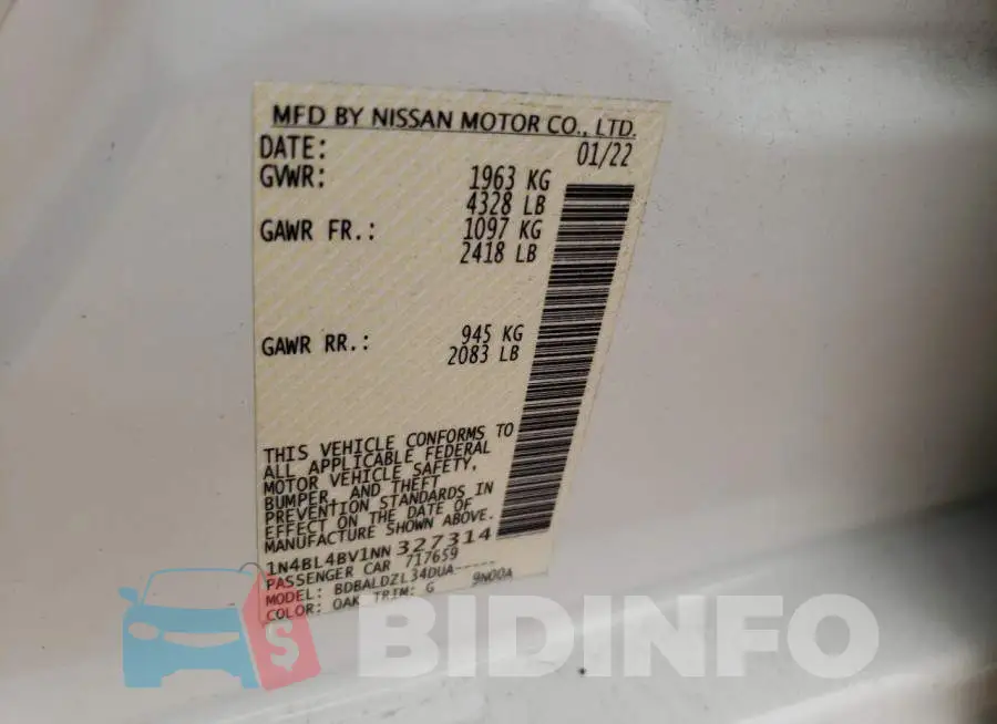 1N4BL4BV1NN327314 Photo# 12