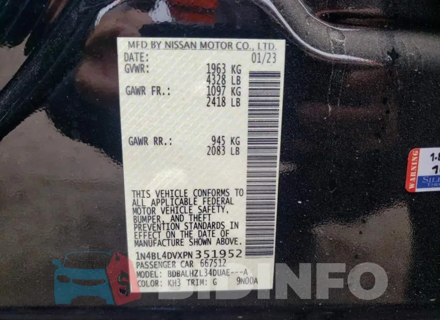 1N4BL4DVXPN351952 Photo# 12