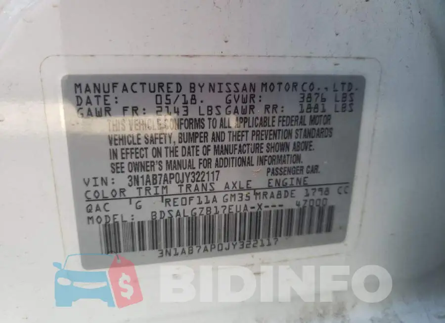 3N1AB7AP0JY322117 Photo# 12