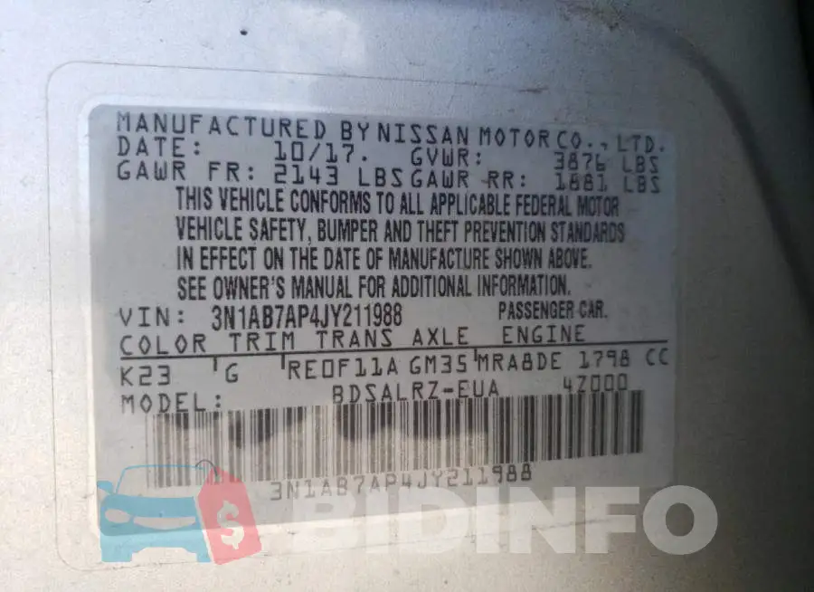 3N1AB7AP4JY211988 Photo# 13