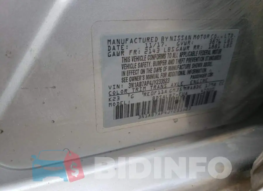 3N1AB7AP4JY233523 Photo# 12