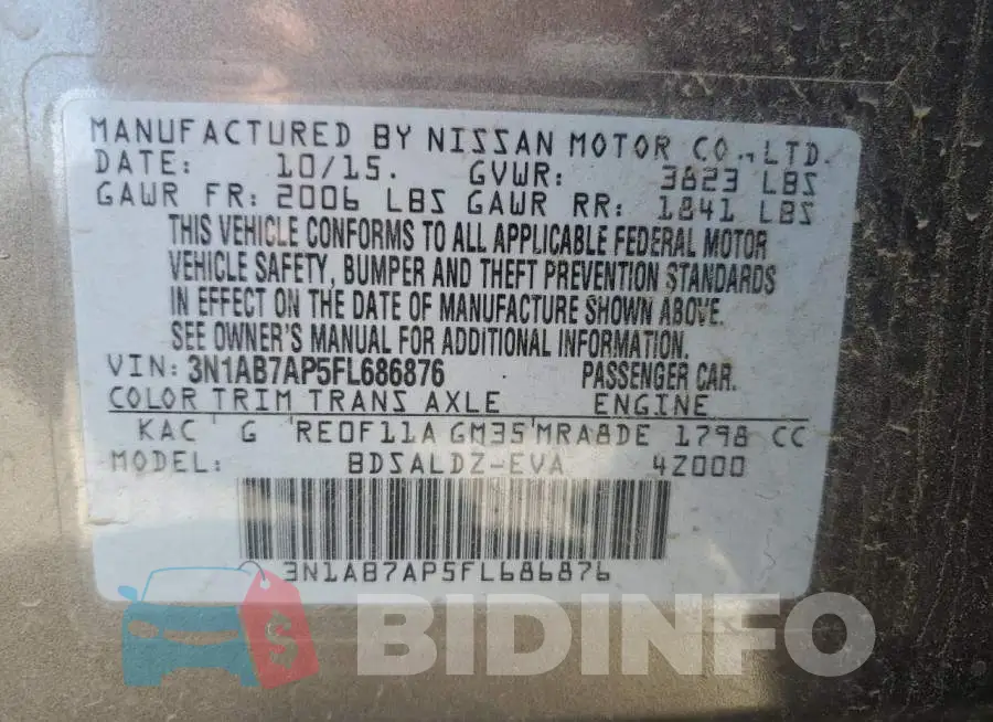 3N1AB7AP5FL686876 Photo# 12