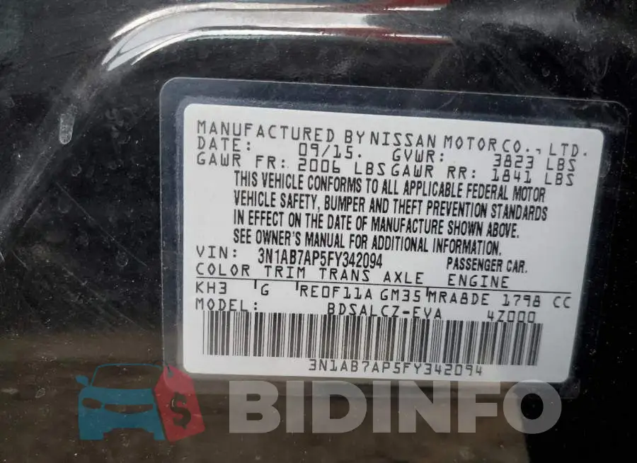 3N1AB7AP5FY342094 Photo# 12