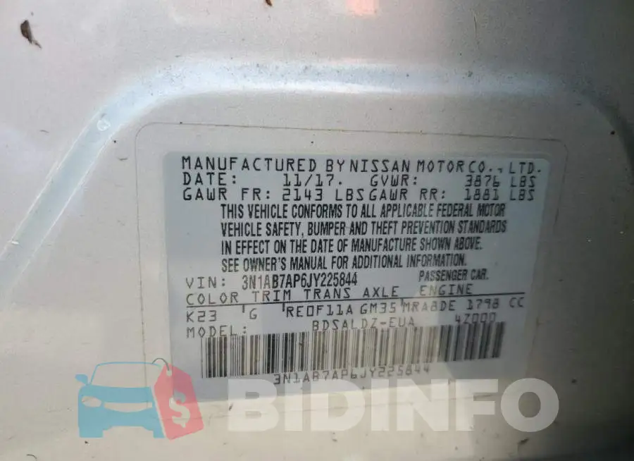 3N1AB7AP6JY225844 Photo# 12