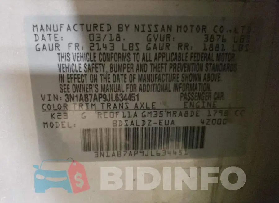 3N1AB7AP9JL634451 Photo# 12