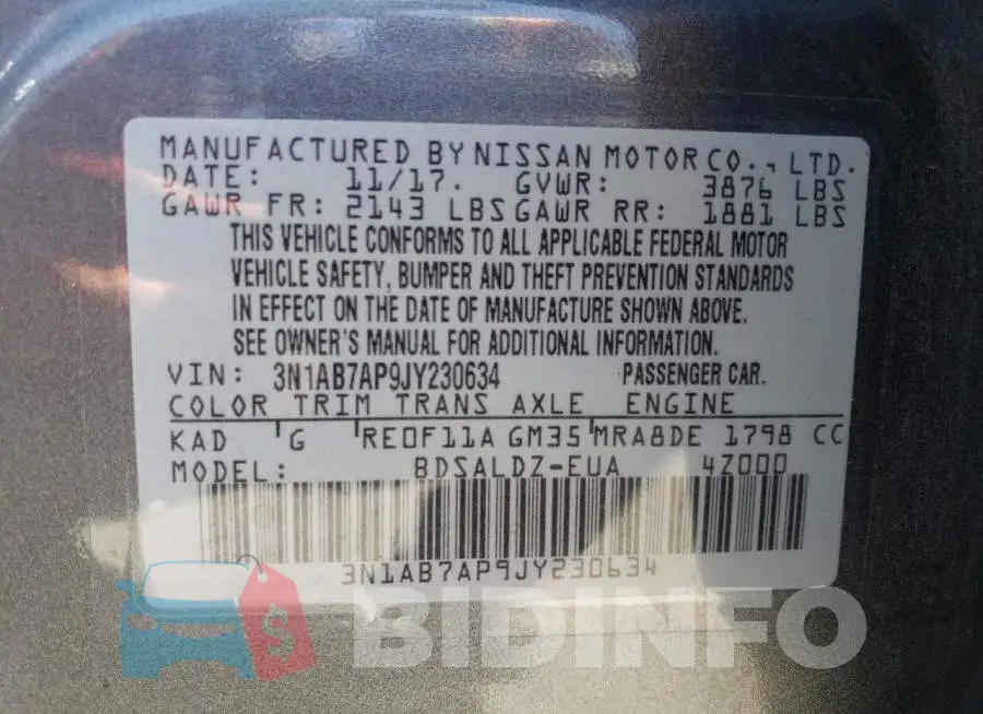 3N1AB7AP9JY230634 Photo# 12
