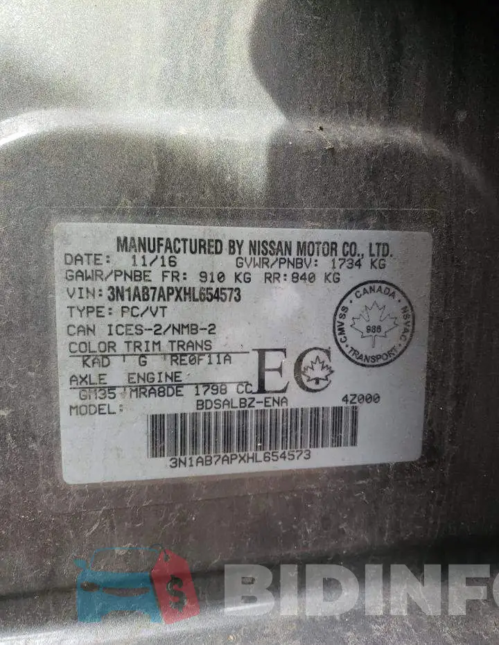 3N1AB7APXHL654573 Photo# 13