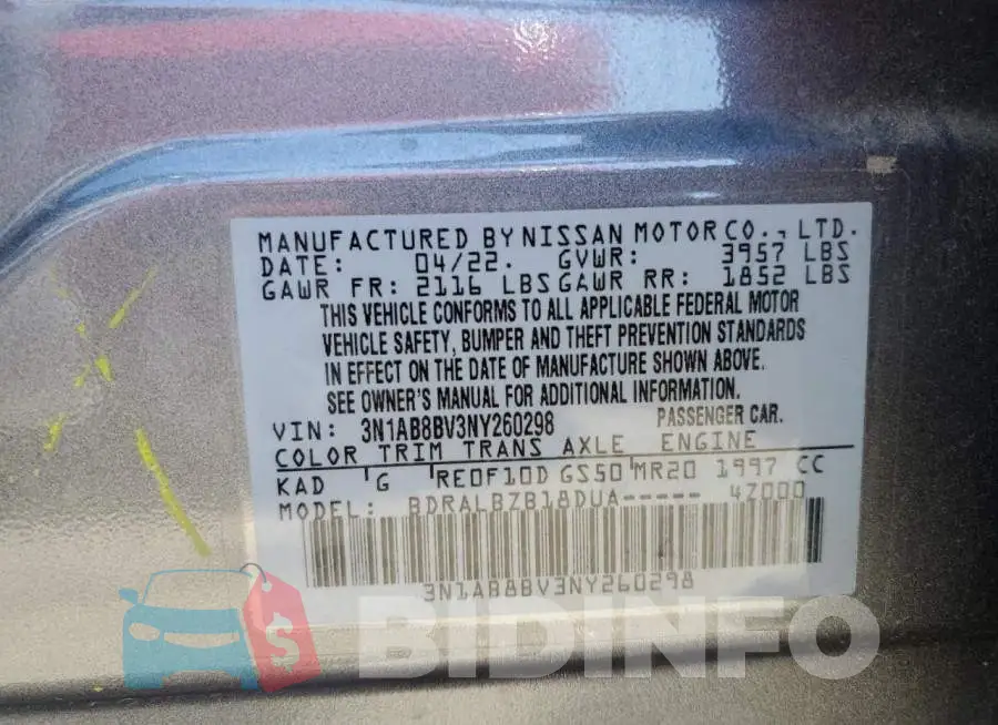 3N1AB8BV3NY260298 Photo# 12