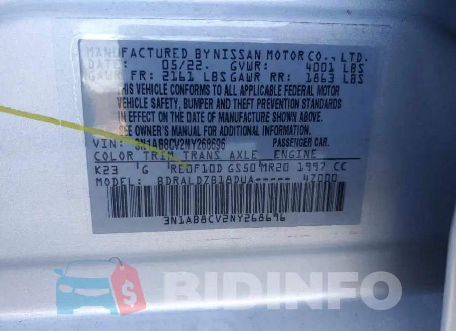 3N1AB8CV2NY268696 Photo# 12