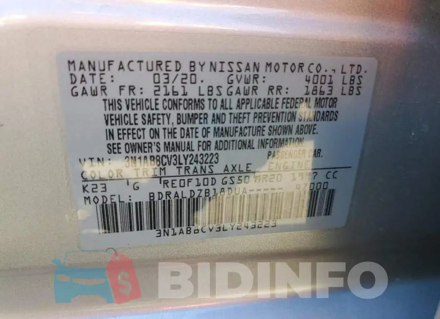3N1AB8CV3LY243223 Photo# 13