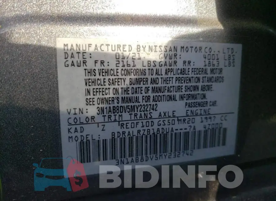 3N1AB8DV5MY232742 Photo# 12